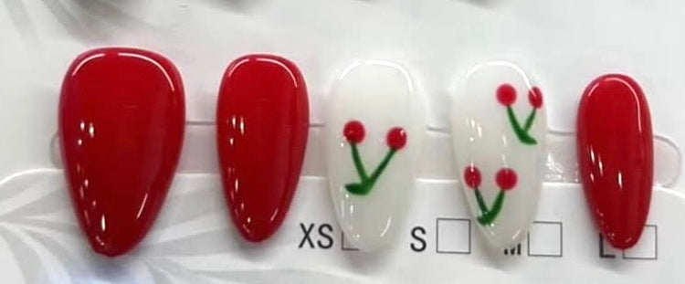 Acrylic Red Cherry Nails