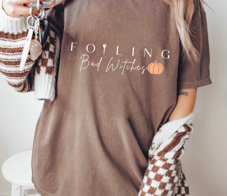Fall foiling tee brown
